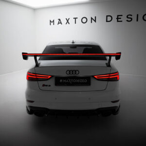 Maxton Design Карбоновый спойлер с внешними кронштейнами и светодиодной подсветкой для Audi A3 / A3 S-Line / S3 / RS3 Sedan 8V / 8V Facelift