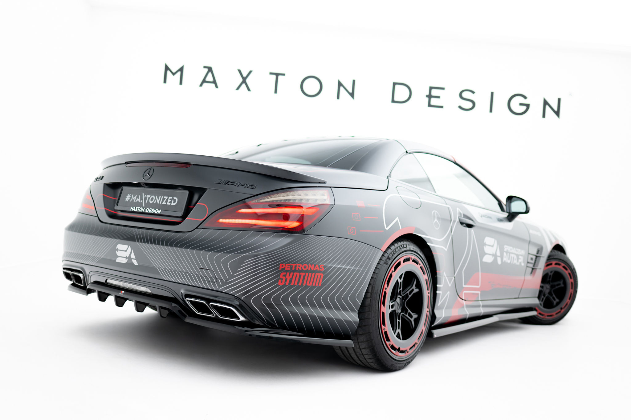 Maxton Design Задний сплиттер (с вертикальными планками) Mercedes-Benz SL 63 AMG R231