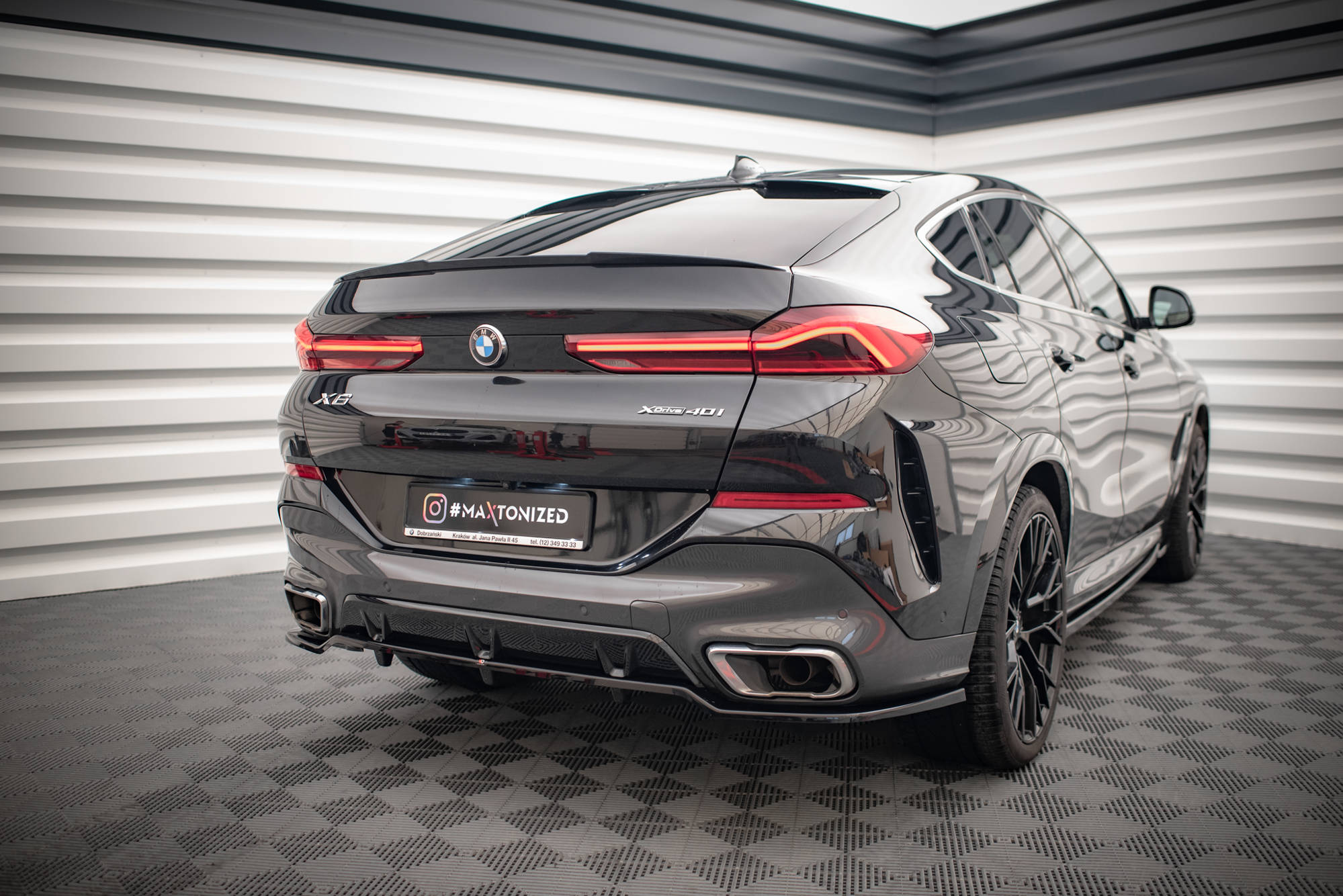Maxton Design Задний сплиттер (с вертикальными планками) V.2 BMW X6 M-Pack G06
