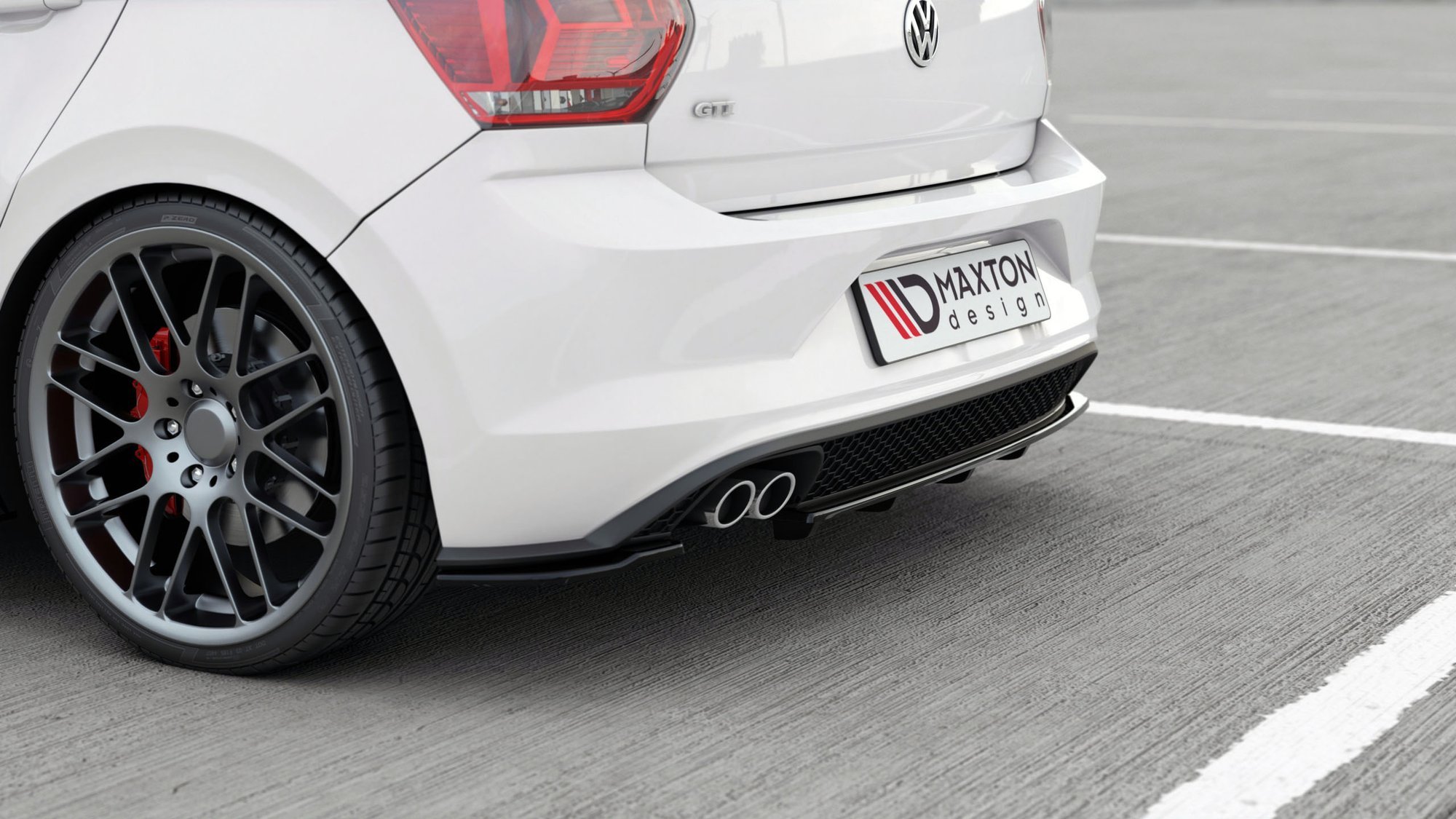 Maxton Design Задний сплиттер (с вертикальными планками) Volkswagen Polo GTI / R-line Mk6