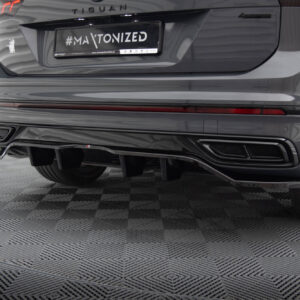 Maxton Design Задний сплиттер (с вертикальными планками) Volkswagen Tiguan R-Line Mk2 Facelift