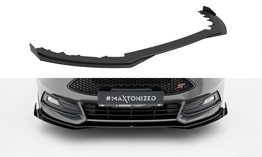 Maxton Design Передний сплиттер Street Pro + брызговики для Ford Focus ST Mk3 (рестайлинг)