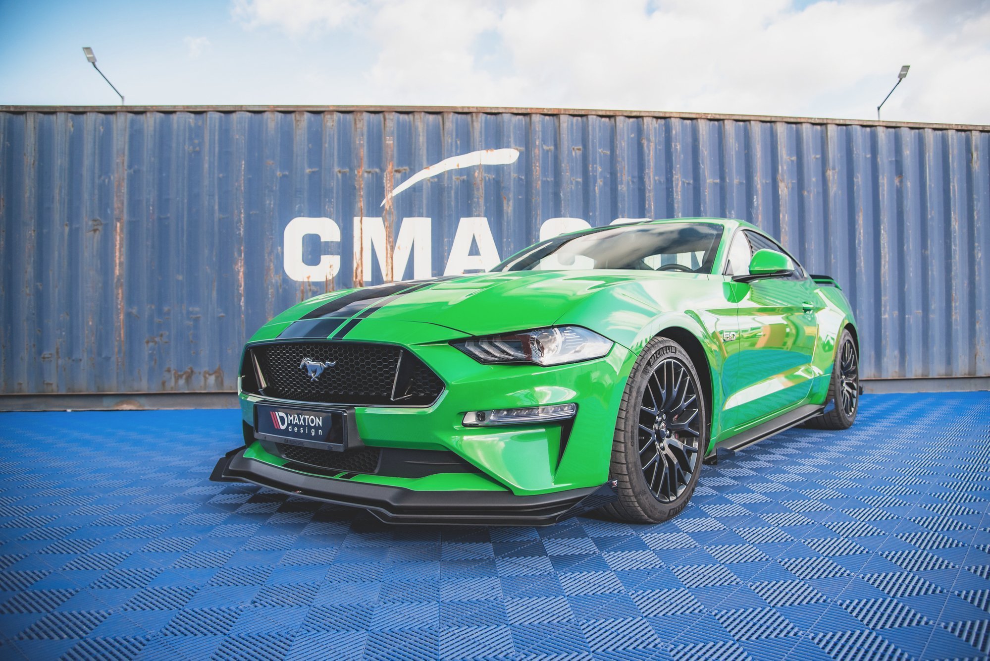 Maxton Design Передний сплиттер Street Pro V.1 + закрылки для Ford Mustang GT Mk6 Facelift